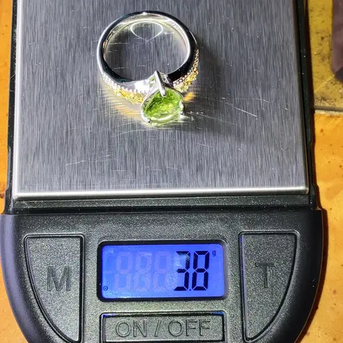 Natural Peridot Sterling Silver Ring Size 7 Green