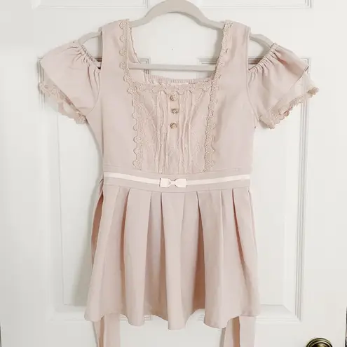 Liz Lisa Japanese Kawaii Pastel Lilac Lace Ruffle Ribbon Bow Pelpum Blouse Top