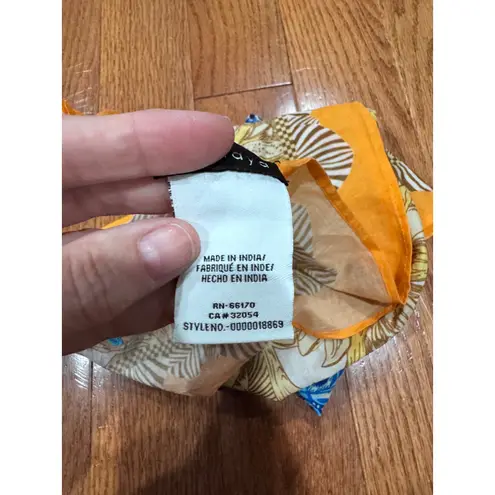 Vismaya Cotton Scarf Set (2) Lemon Sunflower Be Happy Embroidered 20x20 Blue