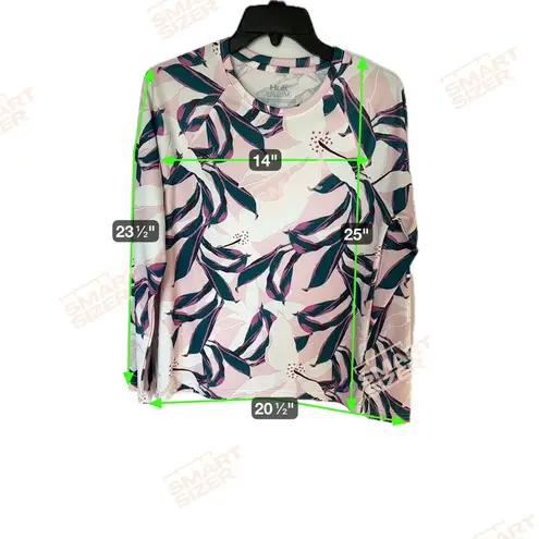 Huk Women's Pink and Green Leaf Print Blouse Size M