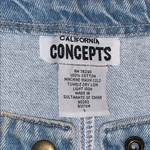 Vintage 90s Appliqué Light Blue Jean Vest By California Concepts Size Large