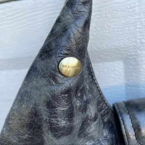 Brahmin Purse Black Gray Leopard Animal Print Shoulder Hobo