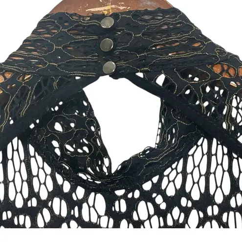 God Save Queens Violet Mesh Dress Women’s Size Medium Black Open Back Midi