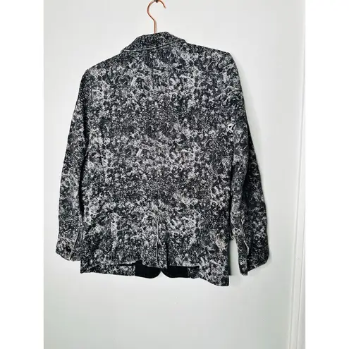 BADGLEY MISCHKA Grey Black Printed Floral 100% Cotton Fitted Charlie Blazer XL
