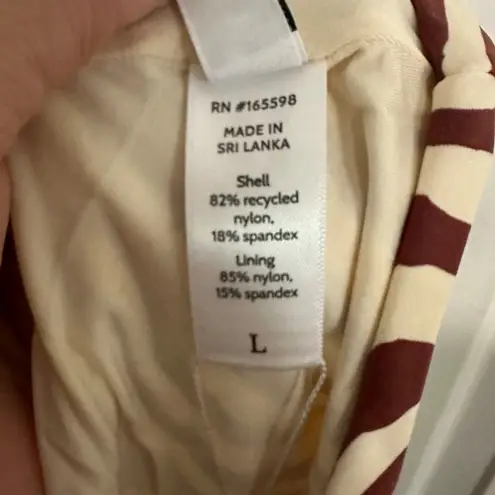 ANDIE Swim Hipster Bikini Bottom in Bias Stripe Truffle Brown Cream Size Large