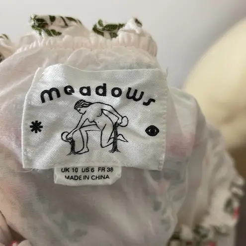 Meadows Boston Block Print Floral Linen UK 10 / US 6 White