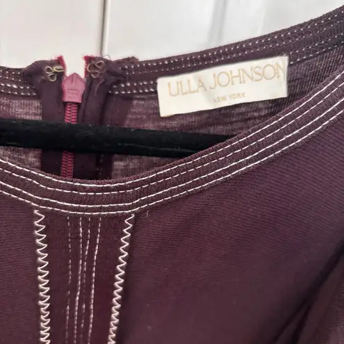 Ulla Johnson Analia Topstitched 100% Organic Wool Midi Dress Size Medium Ruffles