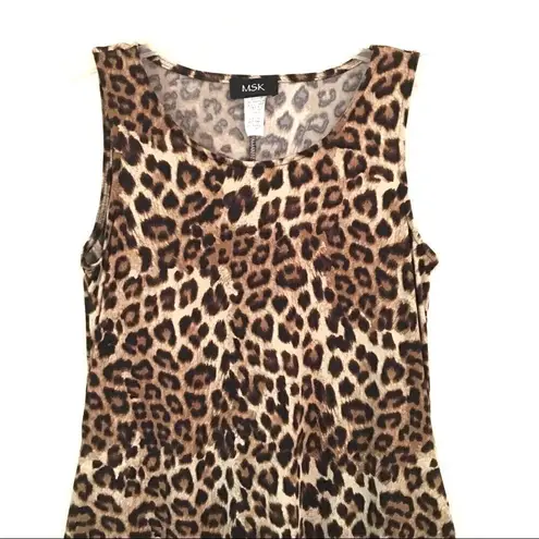 MSK sleeveless leopard print maxi dress S Brown