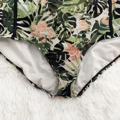 SWIMSUITS FOR ALL | High Waist Piped Swim Brief Bottoms Camo Leaves | Size 22 Black