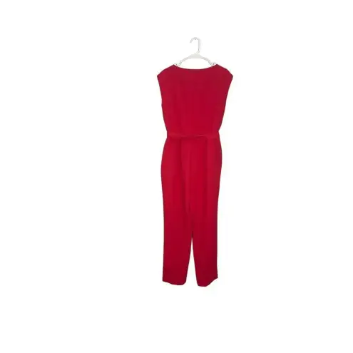 Talbots  Pink Women's‎ 8 Sleeveless Pink Belted Stretch Crepe Jumpsuit