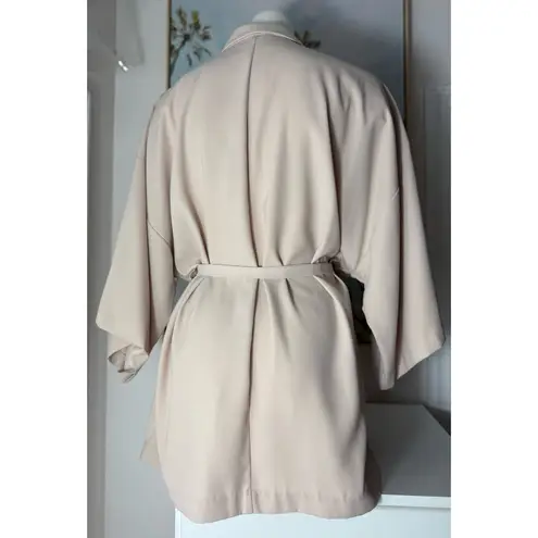 Topshop  Light Pink Blush Beige Tie Waist Kimono Blazer Jacket Size 12 Large