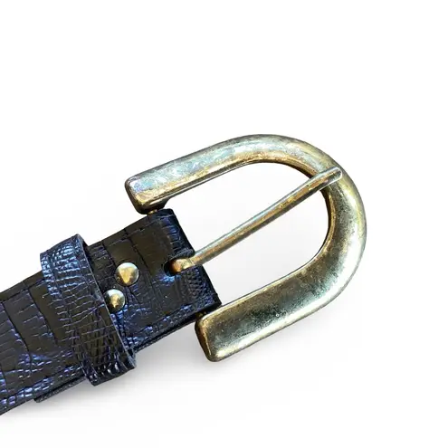 Faux Croc Leather Belt Black