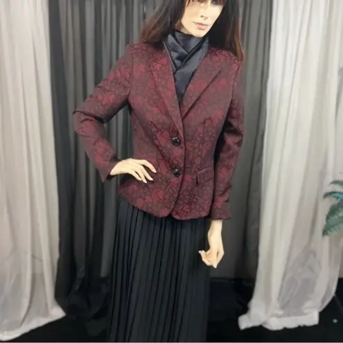 Evan Picone Elegant Women's Burgundy Brocade Blazer From Black Lable