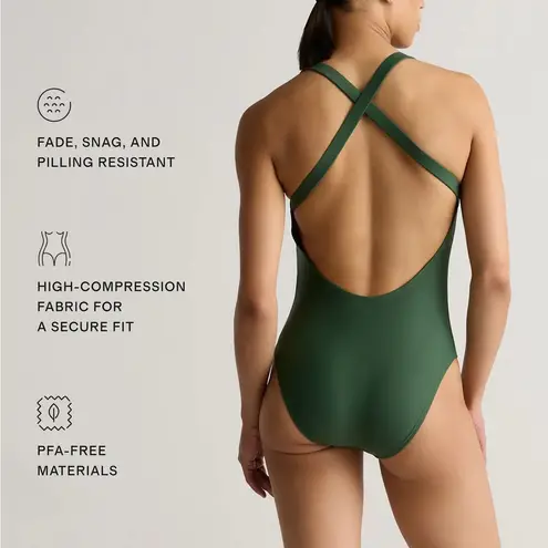 Quince NWT Italian Cross-Back One-Piece Swimsuit – Palm Green, Size M 🌴