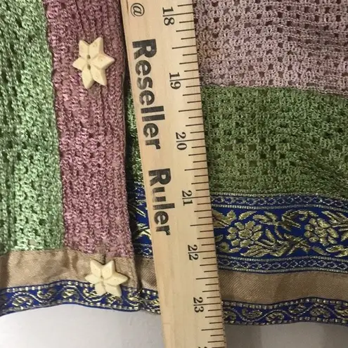 Vtg Marisol patchwork star button up fall winter cardigan coat size small