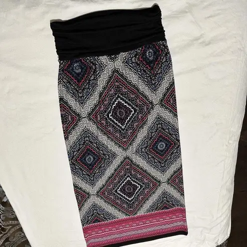 Apt. 9 Pull On Maxi Skirt  Multi Color Patterned Pink / Black Size M Medium NWOT