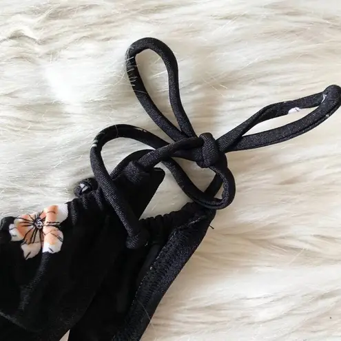 PacSun Princess Polly MinkPink Black Floral Drawstring Bikini Bottom Sz XS