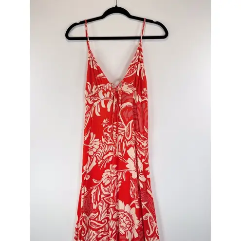 Paper Heart Womens Dress Red Maxi Floral V Neck Cami Cut Out Back A Line Medium