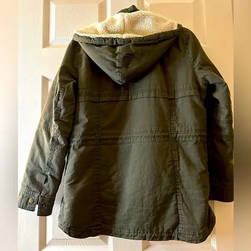 Hooded Faux Shearling Jacket Green