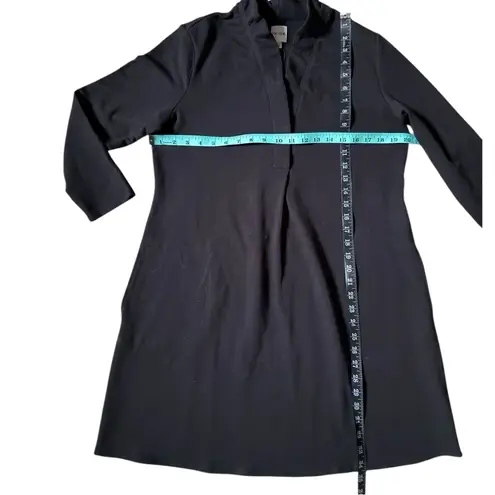 Nic+Zoe Ruffled Collar Knit Shift Dress Size Medium Black Minimalist