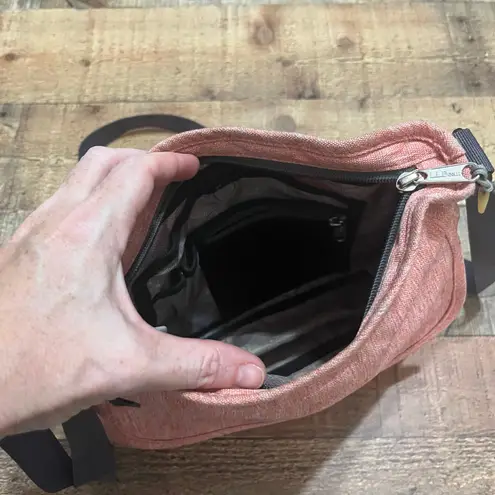 LL Bean Coral Canvas Expandable Crossbody Bag 11"x10"x4" Outdoors Hiking Travel Red