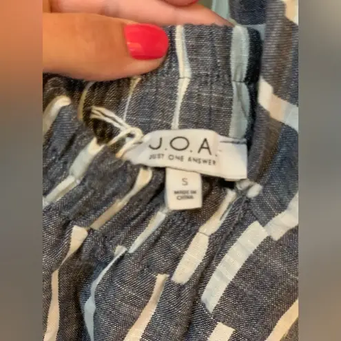 J.O.A. Striped Linen Jumpsuit in Blue and White.  Size-Small