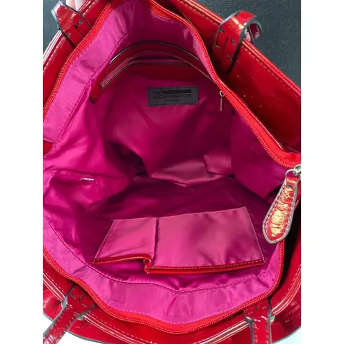 High Fashion Women's Red Flower Patent Tote Bag/Handbag Large SKU 3446