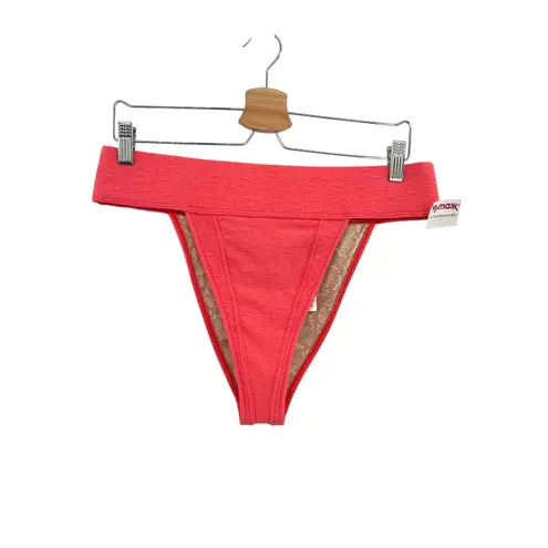 Free People  free-est Dylan Lurex High-Waist Bikini Bottom Coral Pink‎ Size XL