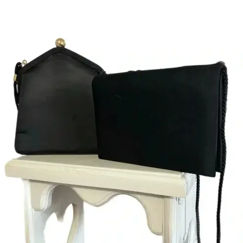 La Regale Lot Of 2 Vintage Evening Hand Bags Purse Clutch  Black Beaded Small