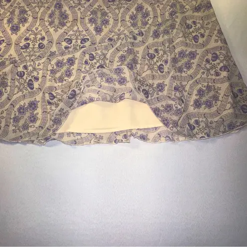 Oscar de la Renta • Cream Purple Floral Skirt Lined Sexy Iconic Y2K 90s Size 16