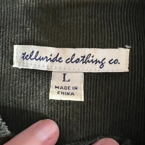 Telluride Clothing Co Womens Corduroy Short Jacket Ruffle Accent Button Close L Green Size L