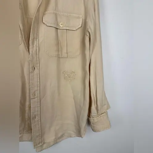 Zadig & Voltaire Teros Cotton Twill Button Down Safari Utility Shirt sz S