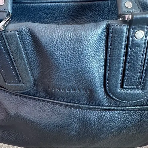 Longchamp  Cosmos‎ Grained Leather Zipper Top large Bowler bag