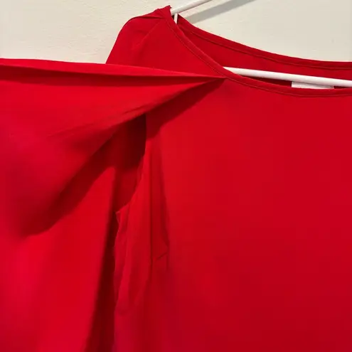 Milly Silk Blend Mini Shift Dress Butterfly Cape Sleeves Poppy Red Flowy