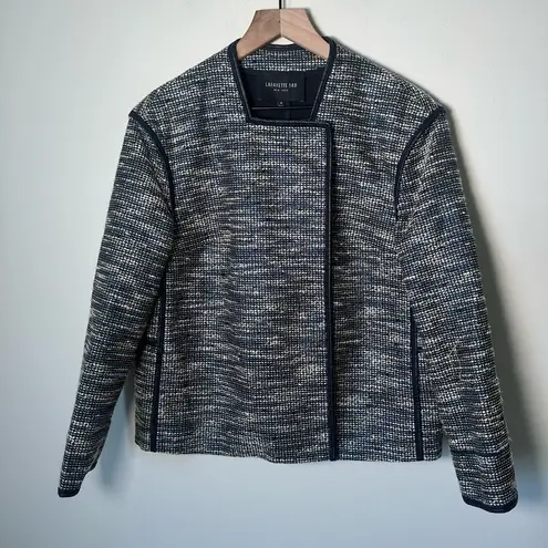 Lafayette 148 Womens Dane Textured Metallic Jacket Outerwear Navy Medium $689