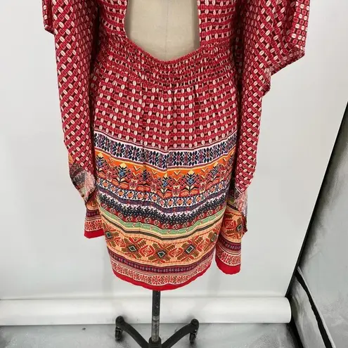 Tolani Collection Meghan Kaftan Dress Tunic Batwing Red Print Size XS