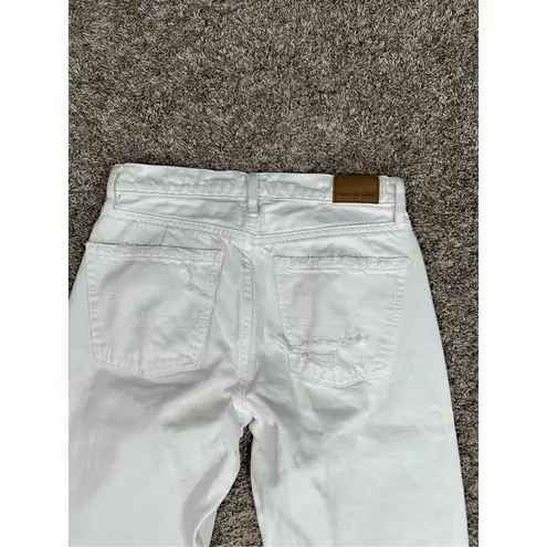 American Eagle  ‘90s Straight Leg White Wash Jeans High Rise Ripped Size 00 Short