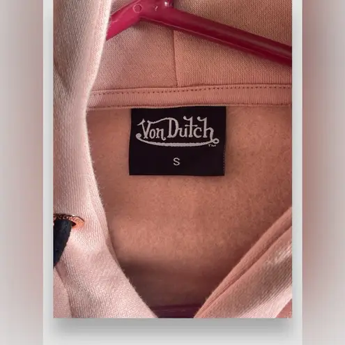 Von Dutch Dirty Pink Cheetah Logo Hoodie Sweatshirt Women’s Sz Sm Pullover NWOT