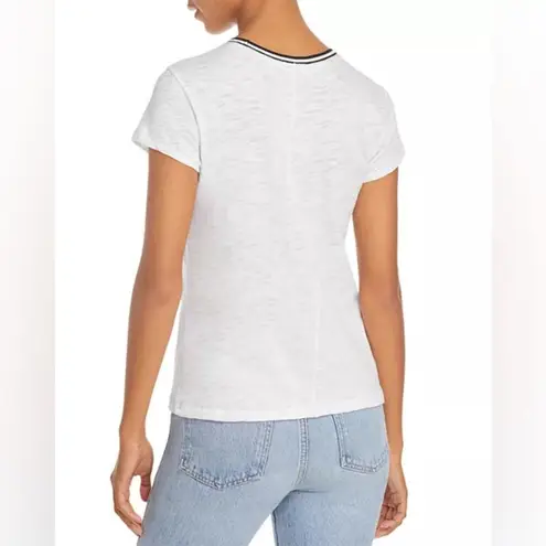 Goldie Tipped Ringer Tee white black size small