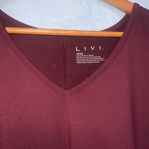 Lane Bryant  LIVI Maroon V-Neck Soft Tunic Tank Top Sporty Athletic Casual 18/20