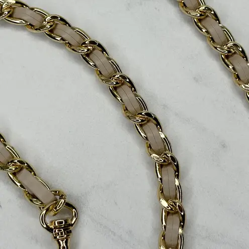 Faux Leather Woven Gold Tone Chain Link Purse Handbag Replacement Strap ✨