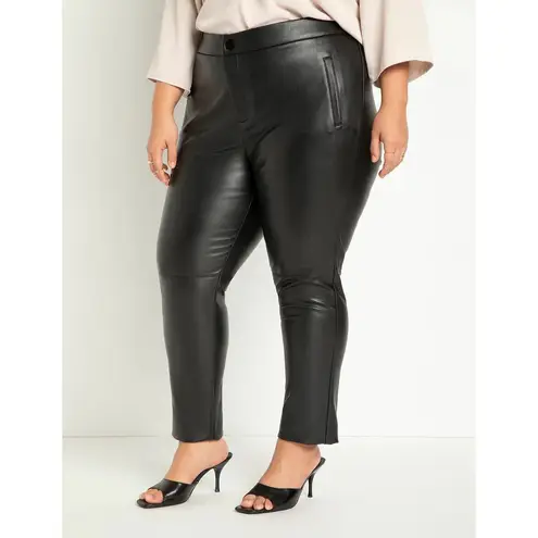 Eloquii Plus Size Black Faux Leather Pants Straight Leg Modern Edgy Chic Size 18