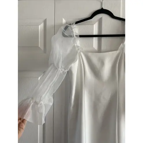 Amanda Uprichard  Womens‎ Medium White Puff Organza Sleeve NEW Revolve Bridal