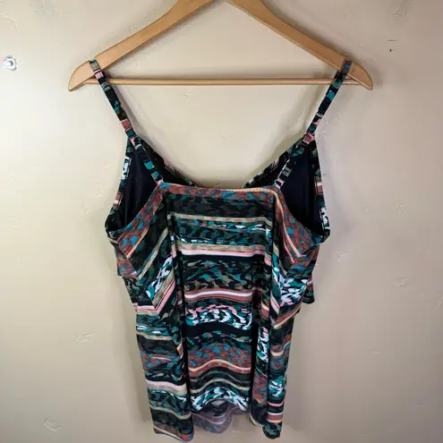 Magicsuit Stripe Tease Chloe Tankini Top Women's Swimsuit Size 14 Multicolor Pink