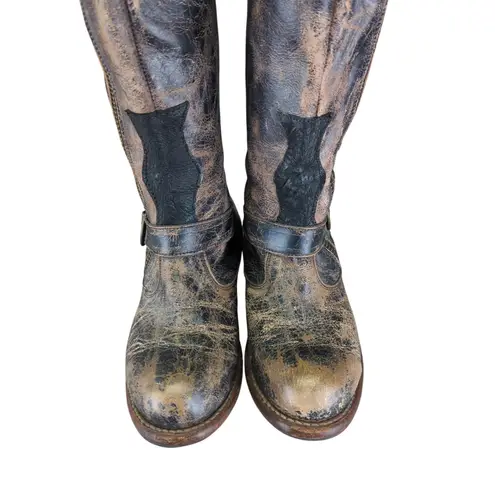 Bed Stu Tango Double Zipper Riding Boots Knee High 9 Distressed Leather Tall Moto
