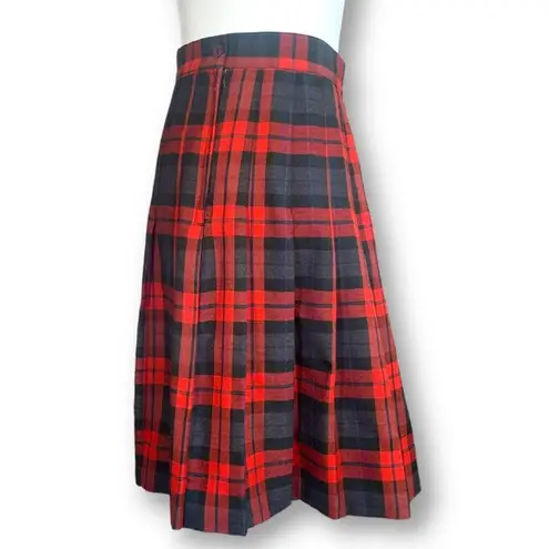 Vintage 80s Toni Garment C.C. Magic Red Black Plaid Pleated Skirt Size 8 USA