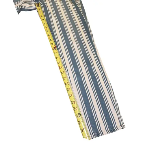 American Eagle Striped Mom Jeans Size 0 Blue White Cotton High Rise Retro Trendy