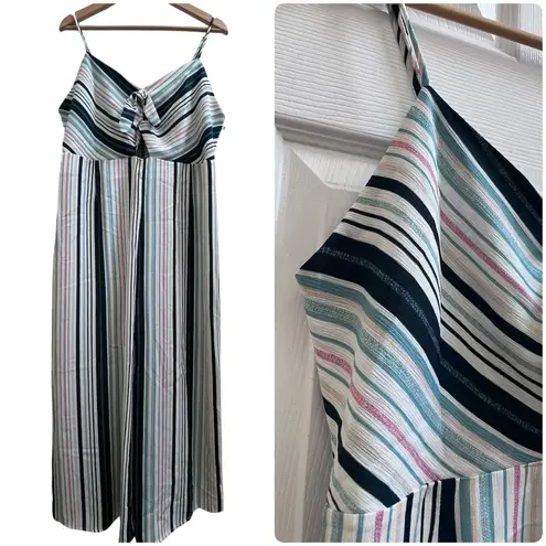 Xhilaration Xhiliration Striped Sleeveless Keyhole Front Cropped Jumpsuit Junior Size XL