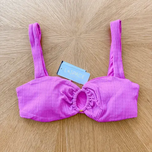 L Space Bikini Top Womens Medium Pink Willow Ribbed Barbiecore Beach Summer NWT