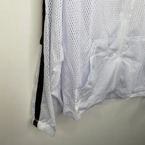 LF  White Black Mesh Zip Up Long Sleeve Logo Jacket Women's Size Small S NWT